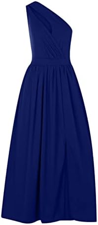Bir Omuz Kesme Yarık Düğün Konuk Elbiseler Kadınlar için Yaz Kolsuz Kokteyl Elbise Uzun Maxi Balo Elbise