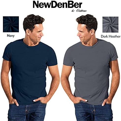 NewDenBer erkek Klasik Temel Katı Ekip Boyun Yumuşak Pamuklu Tişört 4'lü Paket