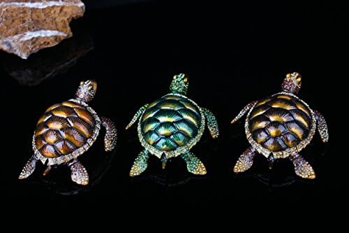 znewlook Sıcak Kristal Kaplumbağa Altın Metal El Sanatları Toplamak Vintage Hayvan Kaplumbağa Takı Biblo Kutusu Heykelcik