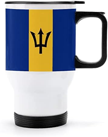 Barbados bayrağı 14 Oz Seyahat Kahve Kupa Paslanmaz Çelik Vakum Yalıtımlı kapaklı bardak