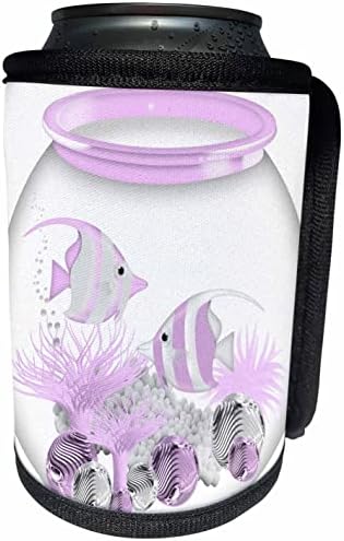 Bir Fishbowl içinde 3dRose Sevimli Pembe ve Beyaz Tropikal Balık. - Şişe Sargısını Soğutabilir (cc-360349-1)