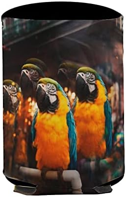 Kutular Ve Şişeler için Soğutucu Kollu Coozies İzolatörler Trippy Kuşlar Amerika Papağanı Baskı PVC Elastik Yeniden