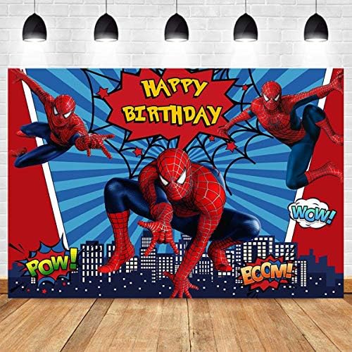 7x5ft Kırmızı Örümcek Adam Fotoğraf Arka Plan Süper Şehir Örümcek Adam Erkek Çocuklar Doğum Günü Partisi Arka Planında
