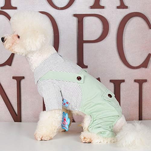 SMALLLEE_LUCKY_STORE Evcil Hayvan Giysileri işçi tulumu Küçük Köpek Kedi için Erkek Kız Çizgili Gömlek Chino Pantolon