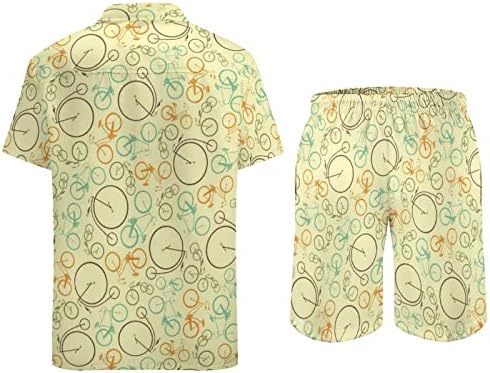 BAİKUTOUAN Bisiklet erkek 2 Parça havai gömleği Takım Elbise Rahat Gevşek Düğme Aşağı Üst ve plaj şortu Tatil Kıyafetleri
