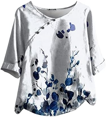 Üst Gömlek Bayanlar için Yaz Sonbahar 2023 Giyim Moda Ekip Boyun Pamuk Grafik Düğme Aşağı Gömlek 1H 1H