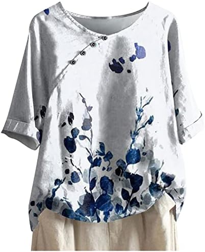 Üst Gömlek Bayanlar için Yaz Sonbahar 2023 Giyim Moda Ekip Boyun Pamuk Grafik Düğme Aşağı Gömlek 1H 1H