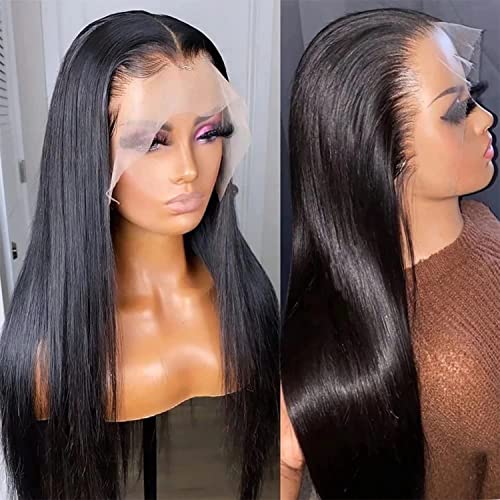 30 uzun saç postişi dantel ön peruk Siyah Kadınlar için Şeffaf sırma ön peruk Brezilyalı düz insan saçı Peruk 13x4