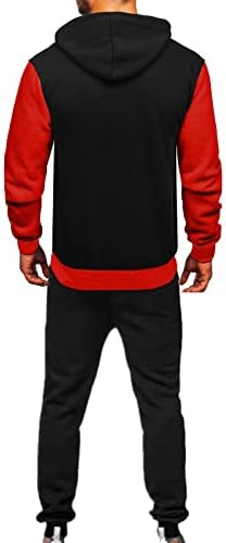 XXBR Patchwork Eşofman Mens için, renk Blok Düğmesi Kapüşonlu Rahat Tişörtü Beyzbol Sweatpants 2 Parça Kıyafetler
