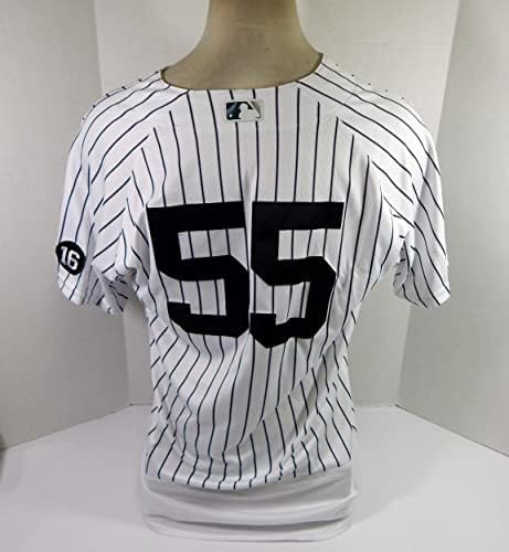 2021 New York Yankees Domingo Almanca 55 Oyun Pos Kullanılmış Beyaz Forma 16. Oyun Kullanılmış MLB Formaları