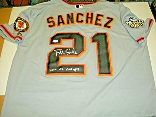 Freddy Sanchez Sanfrancisco Giants 10 Ws Jsa/coa İmzalı Resmi Majestic Forması-İmzalı MLB Formaları