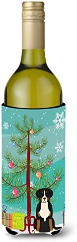 Caroline's Treasures BB4162LİTERK Merry Christmas Ağacı Büyük İsviçre Dağ Köpeği Şarap Şişesi Hugger, Şişe Soğutucu