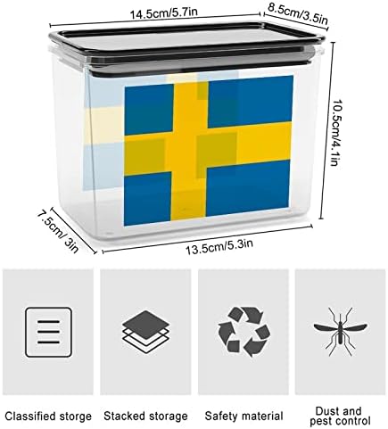İsveç Bayrağı saklama kutusu Plastik Gıda Organizatör Konteyner Kutuları kapaklı Mutfak için