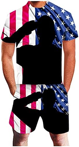 DOUHEN Anma Günü Kıyafetler Erkekler Baskı 3D Bağımsızlık Bayrağı Takım Elbise erkek Yaz Spor Amerikan Günü Erkek