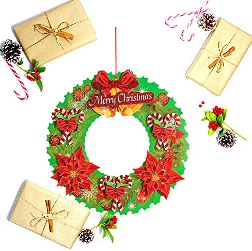 BESPORTBLE 1 ADET Noel Çelenk Kapı Asılı Kağıt Stereo Çelenk Kapı Asılı Renkli Noel Dekoratif Çelenkler Gerçekçi