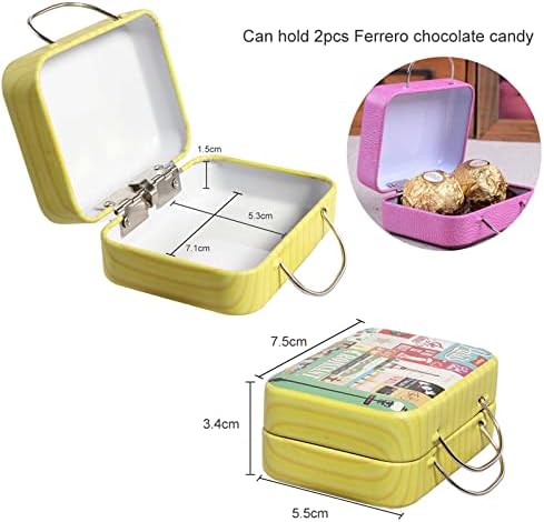 6 adet Teneke kapaklı kutular Küçük Şeker Kutuları Parti Iyilik, Bavul kollu kutular Seyahat Temalı Düğün Süslemeleri