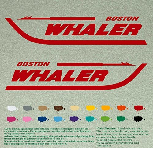 Çift Boston Balina Avcısı uygun ikame Çıkartmaları Vinil Çıkartmalar Tekne Dıştan Takma Motor 2 Set (18 X 3.75, kırmızı