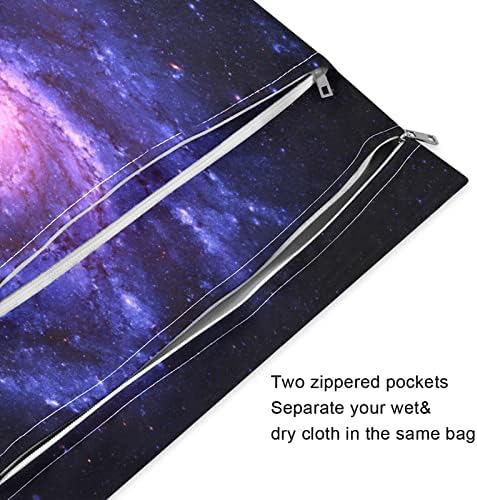 ZZXXB Galaxy Bulutsusu Baskı Su geçirmez ıslak Çanta Kullanımlık Bez Bebek Bezi Islak Kuru fermuarlı çanta Cep Seyahat