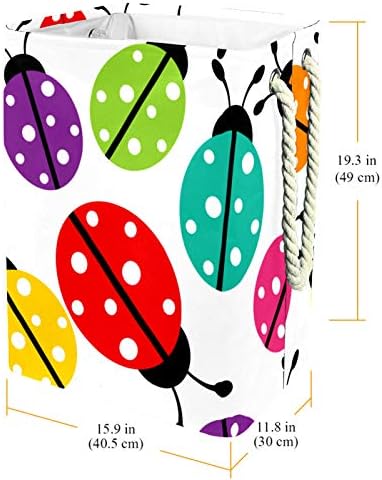 DEYYA Renkli Karikatür Böcek Ladybirds Desen çamaşır sepetleri Sepet Uzun Boylu Sağlam Katlanabilir Yetişkin Çocuklar